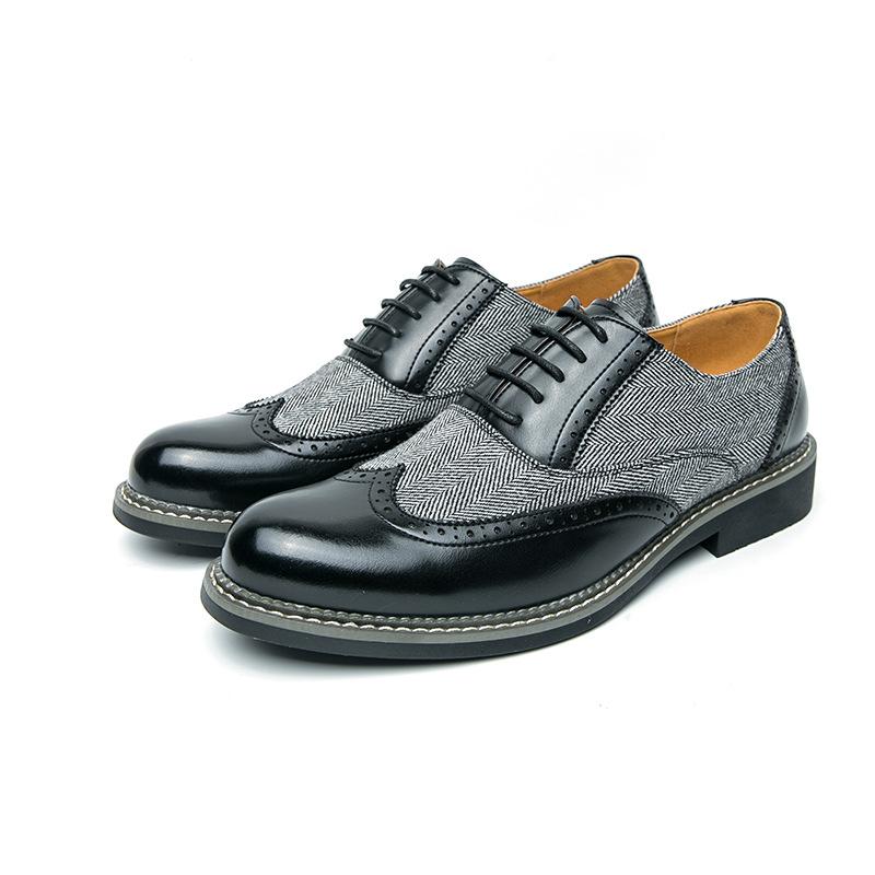 Men's Casual Leather Shoes Foreign Trade New Large Size Business Dress Shoes Fashion Brock Engraved Leather Shoes Wedding Shoes