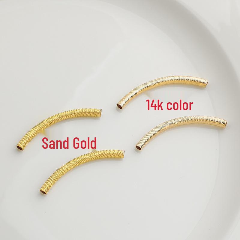 Matte Gold-Plated 45mm Large Hole Bent Tube for DIY Handmade Accessories Other