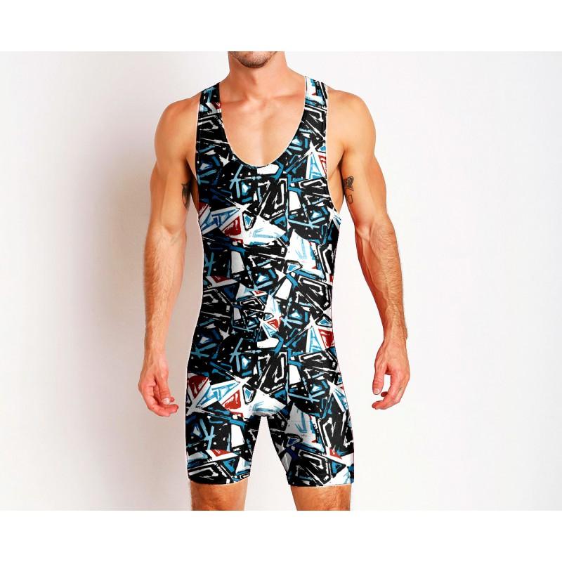 Mens Wrestling Suit One-piece Swimsuit Gym Workout Sports Lightweight Sweat-Absorbing Weightlifting Training
