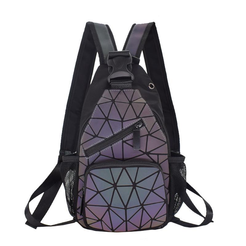 New Geometric Rhombus Backpack Variety Backpack Men's and Women's Symphony Luminous Shoulder Bag Women's Breast Bag