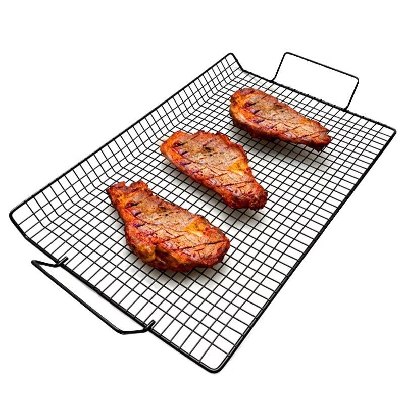ZISIZ Square Outdoor BBQ Grill Net with Handles
