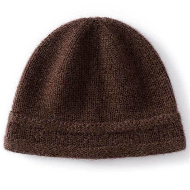 % Cashmere Autumn and Winter New Hats Thickened Men's and Women's Cold Hats Warm Bag Head Knitted Cashmere Hats