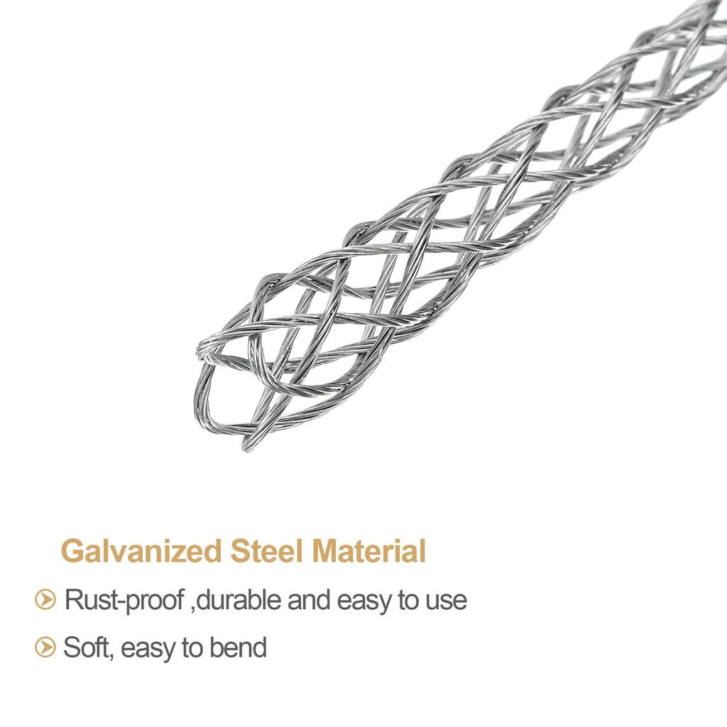 uxcell Cable Pulling Wire Mesh Sock Single Galvanized Steel Wire Grip with Net 22cm x for and Blue and Black Grip, Puller, Grip, Head, Cover, Smooth,