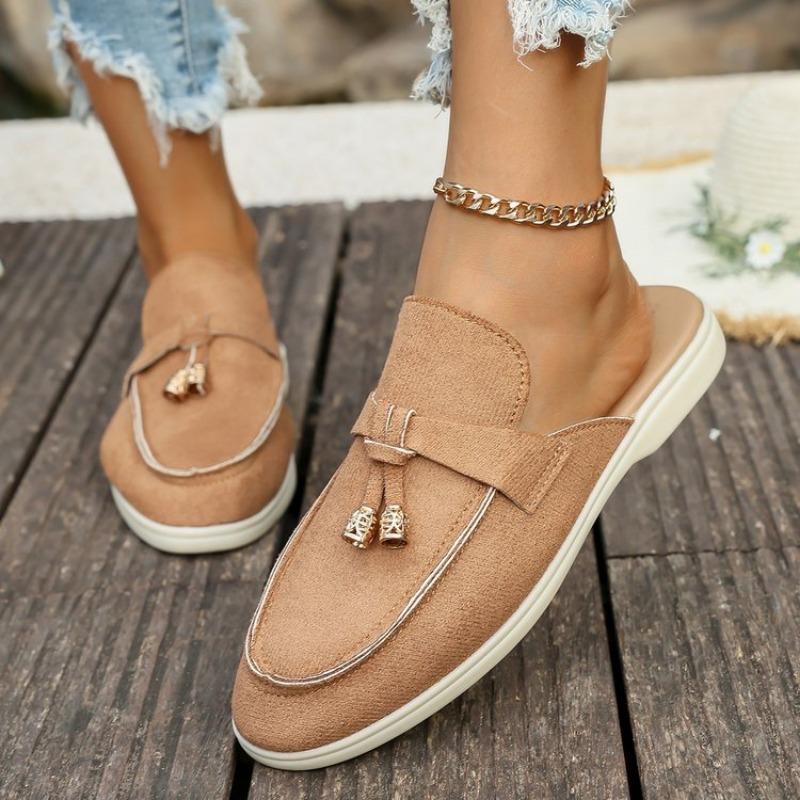 Women's Spring New Women's Wrap Head Half Drawback Wearing One Pedal Muller Lazy Shoes Casual Half Drawback