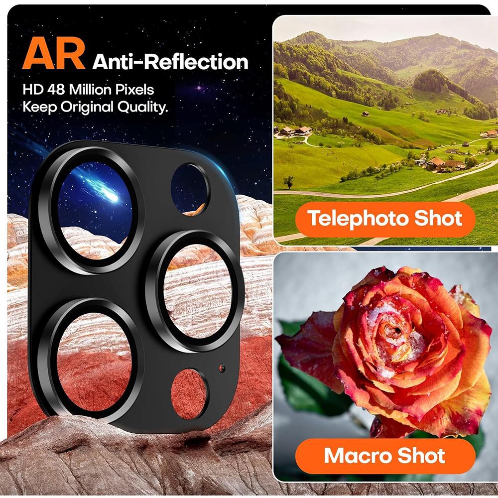 2 buc. capac de protectie a lentilelor aparatului foto din titan negru pentru iPhone 16 Pro Max 15 Plus 14 13 Mini 12 11 16Pro 2024 Film de protectie Accesorii pentru telefon