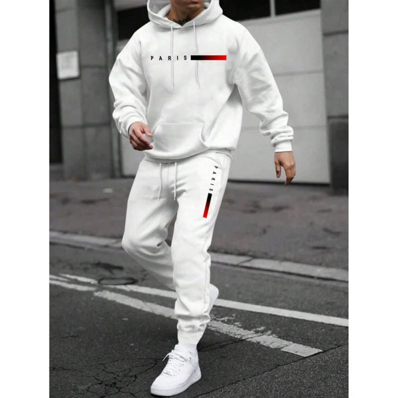 Set Tuta Sportiva Casual da Uomo con Felpa con Cappuccio Oversize Pantaloni Jogger Misto Cotone