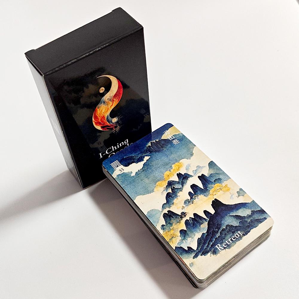 I-Ching Oracle Deck 64 Cards Traditional Ink Art Style 10.3*6cm Chinese Divination Tool for Spiritual Guidance and Meditation
