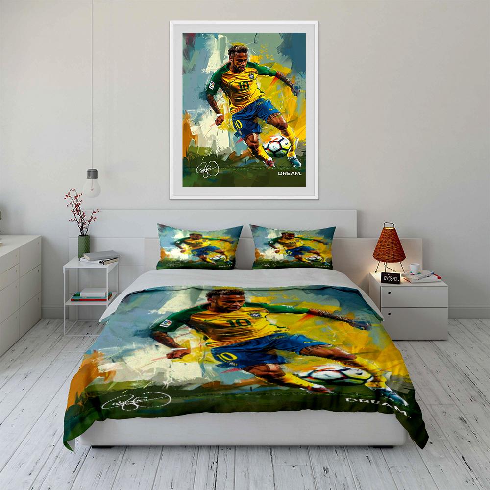 Fußballspieler Design Bettwäscheset Bettwäscheset (1 Bettbezug, 2 Kissenbezüge, Bettdecke nicht enthalten)