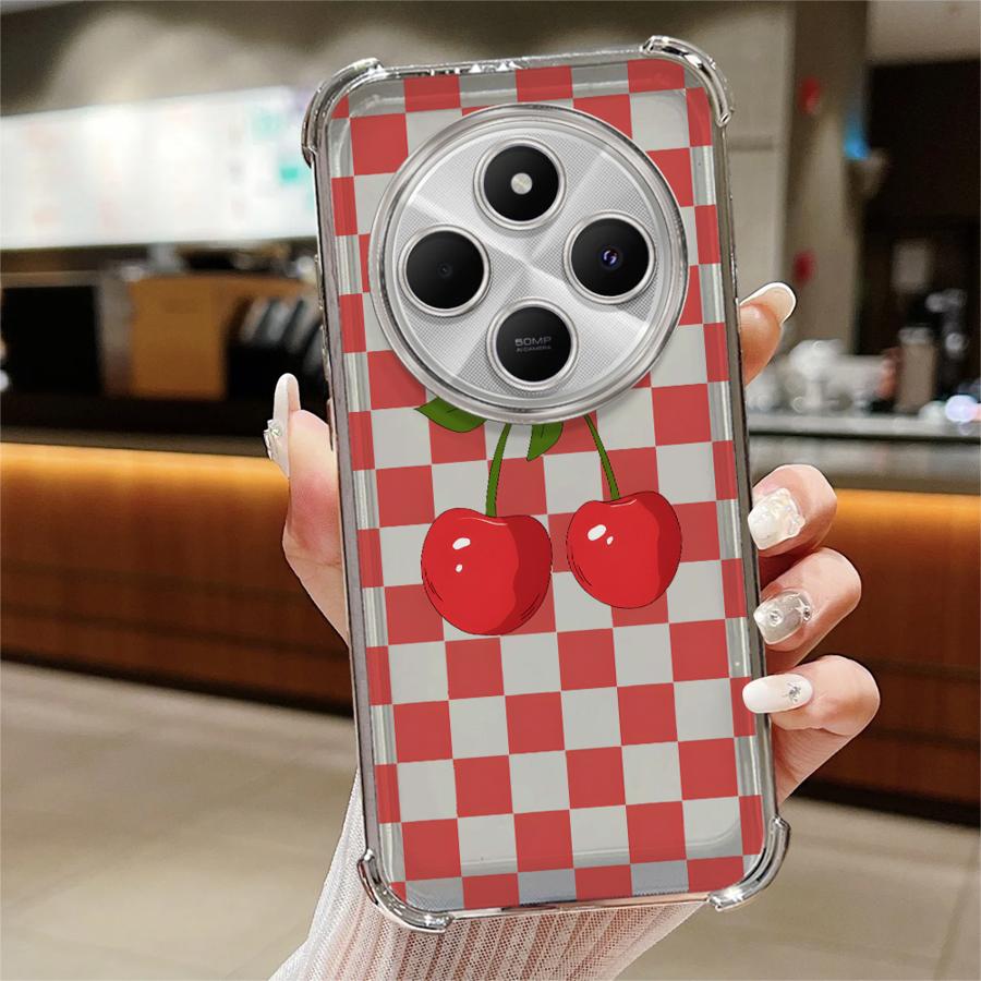 Phone Case for Xiaomi Redmi A3 A3X A5 K80 Pro K80 5G 13C 14C Clear Cover Cartoon Bow Cherry