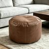 Round Seat Cushion Cover Unstuffed Faux Leather Pumpkin Pouf Cover Large Capacity Minimalist Storage Bag Storage