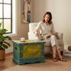 Wooden Painted Brass Trunk Storage Box-Wooden Storage Chest with Brass Accents Unique Bohemian Trunk Box-Drum Chest Home Decor Furniture