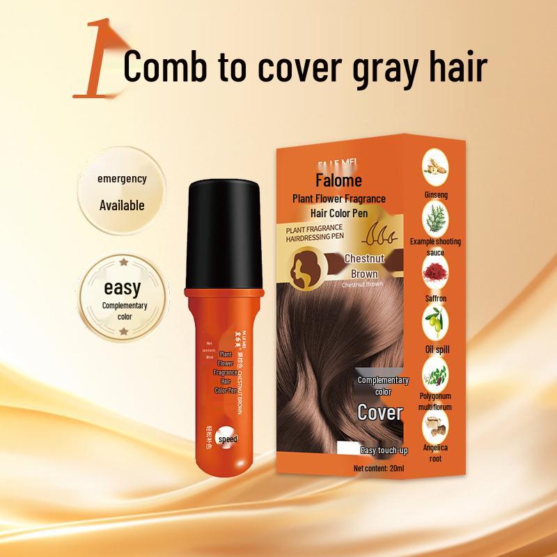 Faleime Floral Hair Color Pen - DJEM Temporary Hair Color with Teeth Comb, White Hair Concealer, Gentle & Non-Damaging, Disposable.