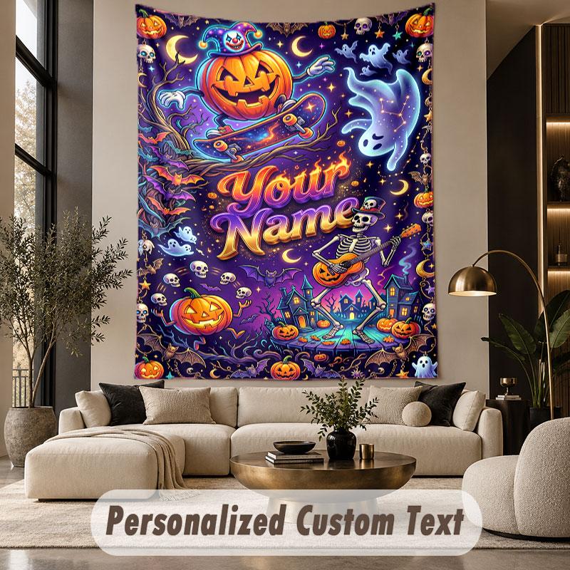 Halloween (32) Theme Custom Tapestry Personalized Custom Name Text Wall Hanging Tapestry Home Decor Background Cloth