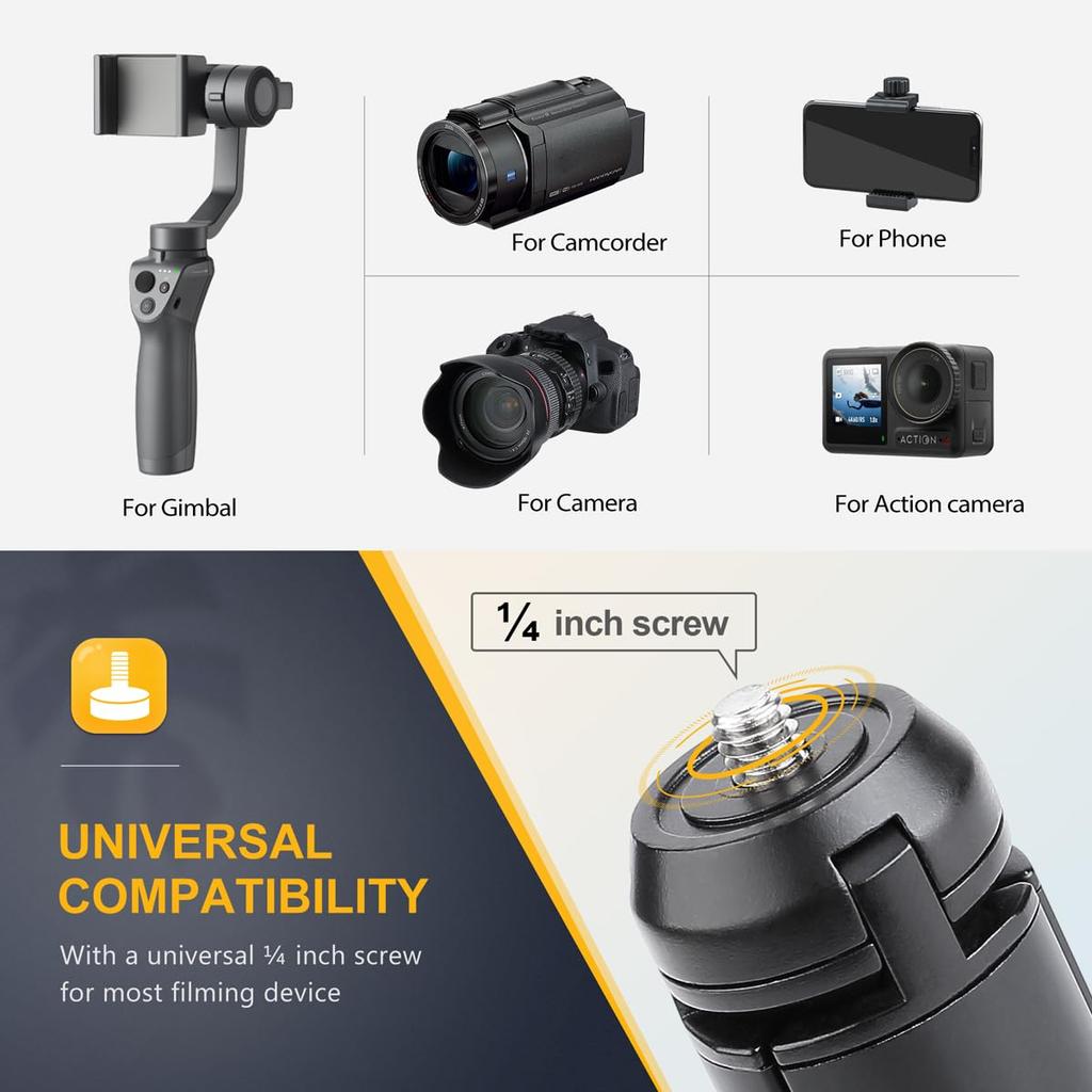 Zeadio Metal Mini Desktop Table Stand Compact Tripod for Smooth Osmo Vimble Gimbal Hand Grip Stabilizer and All Cameras Tripod, 4, Mobile, 2,