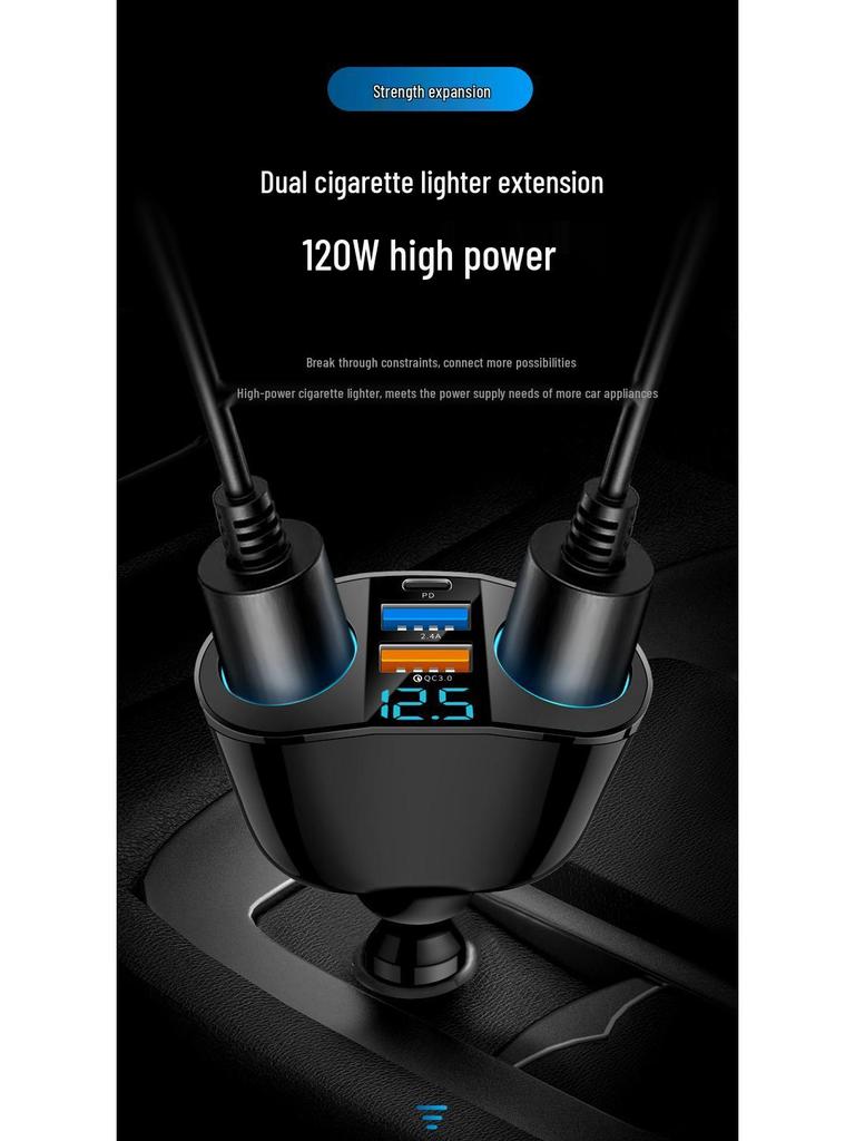 Dual USB-C Car Charger with Digital Display & QC3.0 Fast Charge