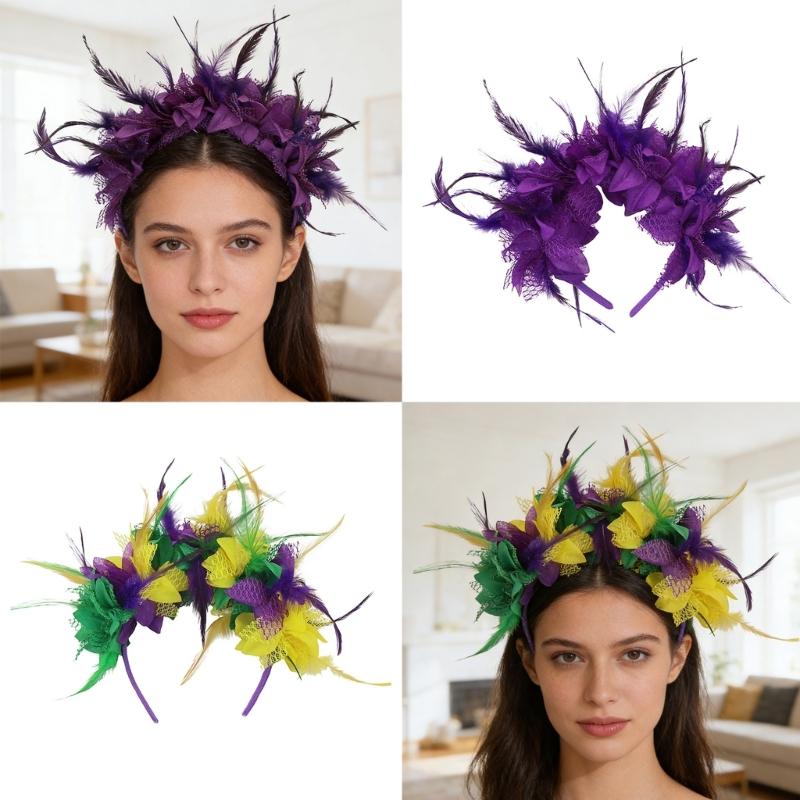 Feather Flapper Headbands Fat Tuesday Prom Dancer Headpiece for Party Carnivals Celebrations Headwear Hair Styling