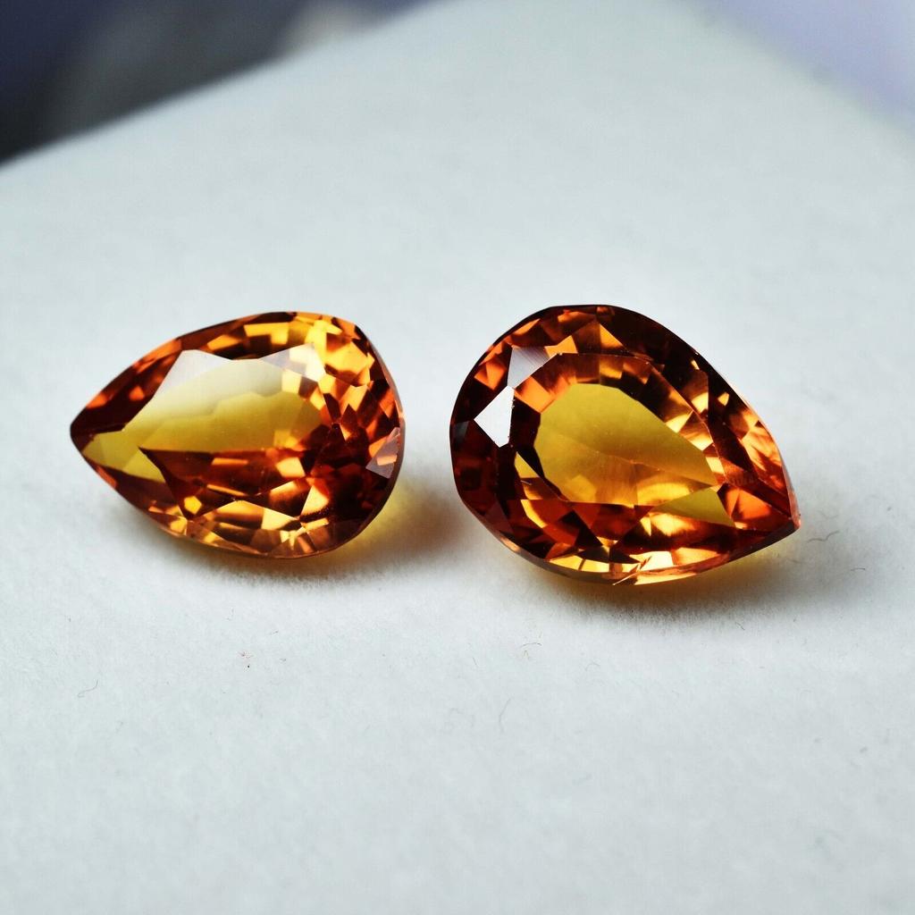 8 to 10 Ct NATURAL Fire Yellow Sapphire Pear Cut Loose Gemstone Pair
