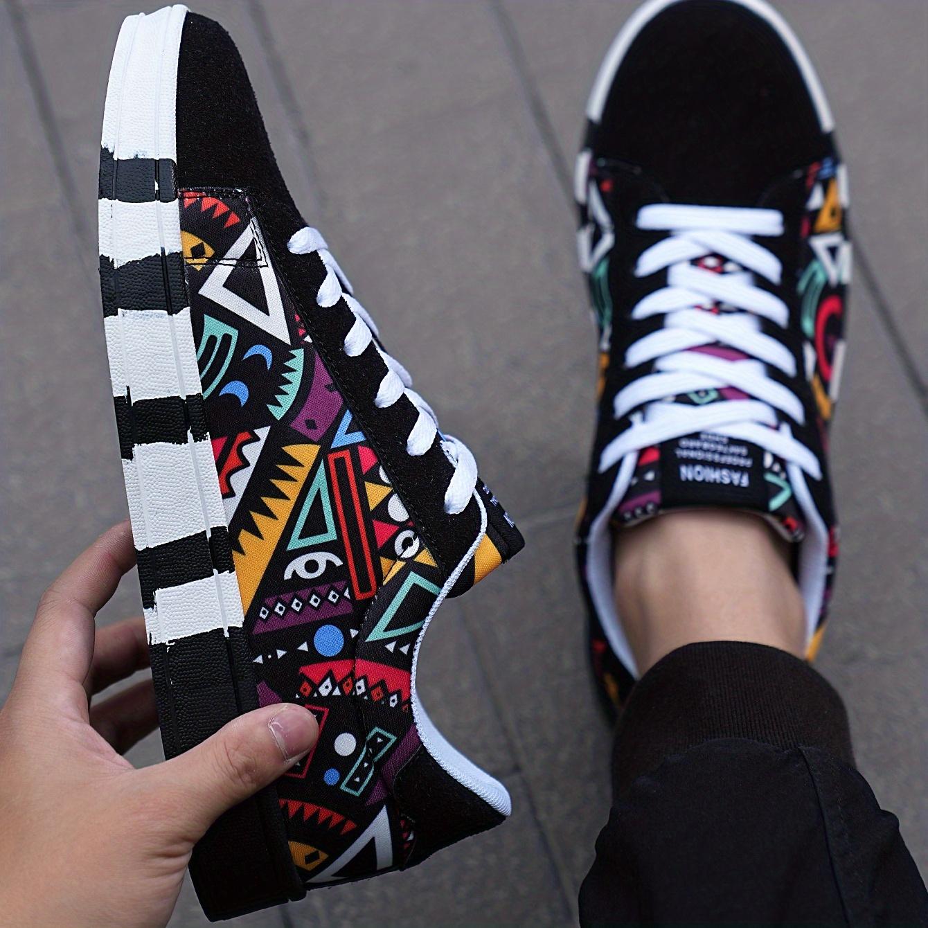 

Модные мужские туфли для скейтбординга в стиле граффити — легкие, дышащие, противоскользящие и удобные кроссовки на подошве на платформе 42 чёрный