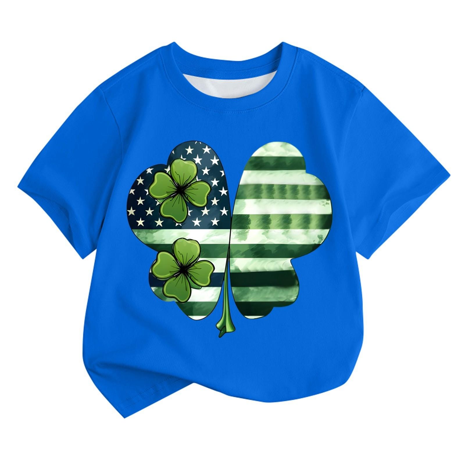 

Мальчики и девочки мода повседневный воротник принтованный короткий рукав топ 100 синий