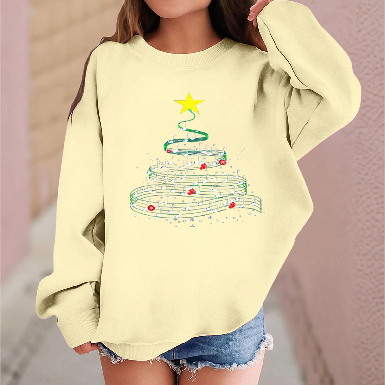 

Детский модный повседневный пуловер с длинными рукавами и свободного кроя с рождественским принтом 100 бежевый