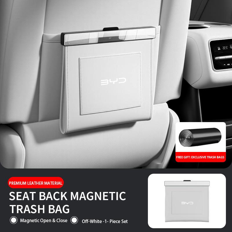 Car Trash Bag for BYD ATTO 2/3 SEAL U Dolphin Sealion 7 SEAL Seat Back Car Garbage Bin Leather Magnet Closure Design Waterproof