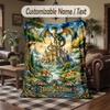 Dragon Castle Fantasy Theme Throw Blanket Custom Name Text Personalized Blanket Soft Cozy Blanket for Home Sofa Bed