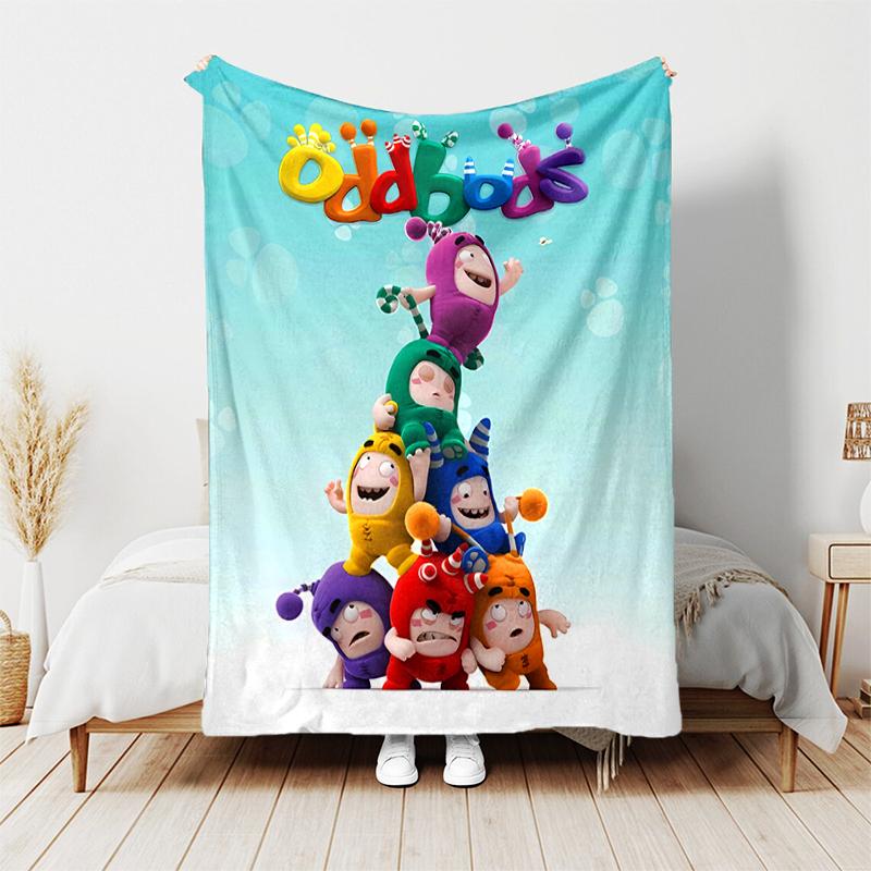 1pz Coperta Stampa Oddbods, Coperta Leggera per Divano, Letto - Morbida e Calda, Regalo per Tutte le Stagioni come Natale, Halloween