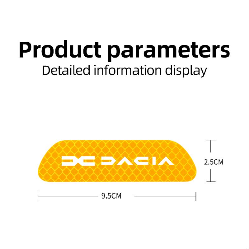 BGV1 4Pcs Car Logo Door Sticker Safety Warning Reflective Mark For Dacia Duster Sandero Stepway Logan Spring Dokker Lodgy Jogger MCV