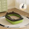 Open Top Cat Litter Box with High Side Anti-Splashing Kitten Litter Pan Semi-Enclosed Cat Toilet with Litter Sifting Scoop