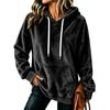 Women's Long Sleeve Flannel Hoodie Color Casual Pullover Top