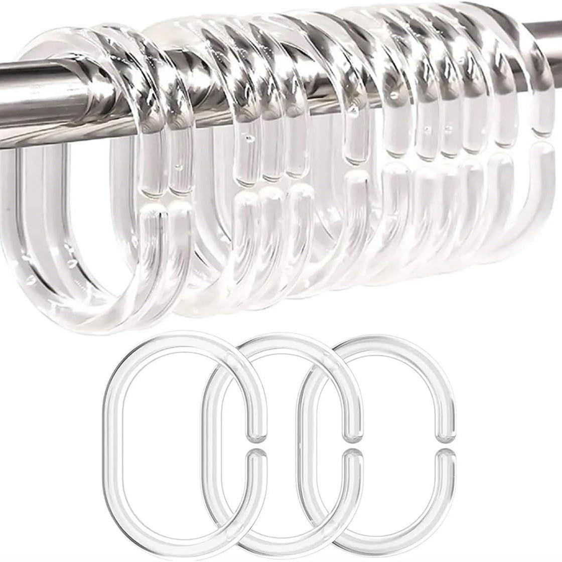 12Pcs Clear Plastic Shower Curtain Rings C Shaped Hooks For Bathroom Rods 12pcs curtain rings прозрачный