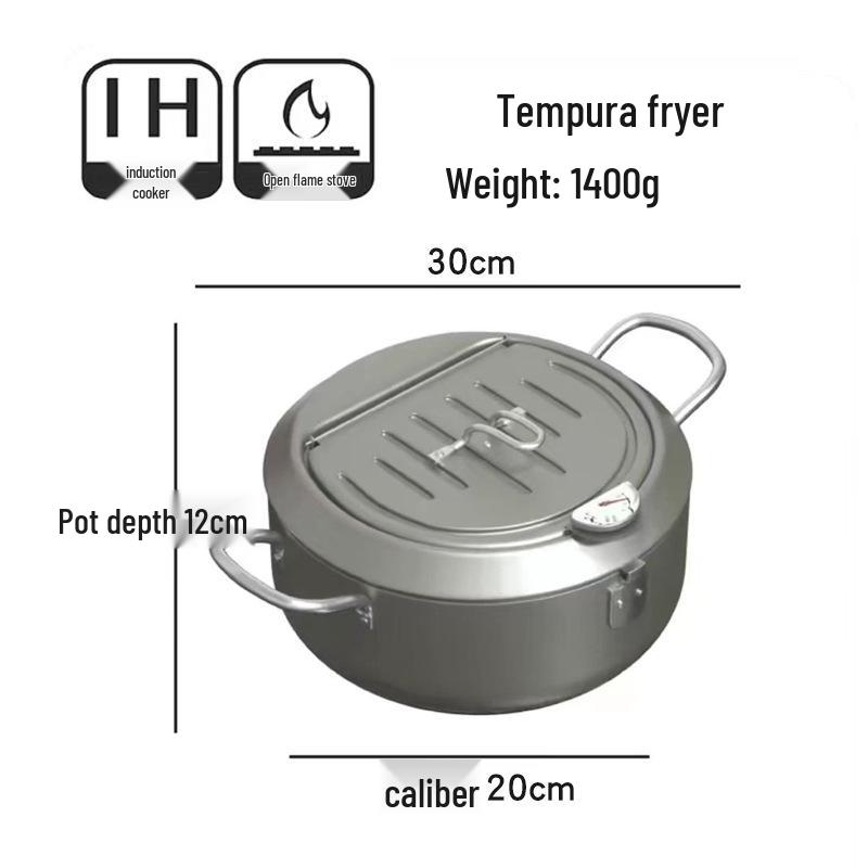 

In-Stock Small Japanese Frying Pan for Tempura with Adjustable Temperature, Induction Safe.