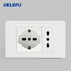 DELEFU Italian Standard White 118 Type Wall Switch Socket with USB + TYPE-C Socket Is Suitable for Hotels and Households.