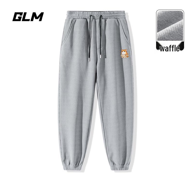 GLM Men's Autumn Waffle Knit Loose Fit Tapered Casual Pants