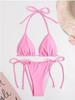 2024 Multicolor Halter Tie-Up Sexy Three-Piece Beach Swimsuit - European and American Style