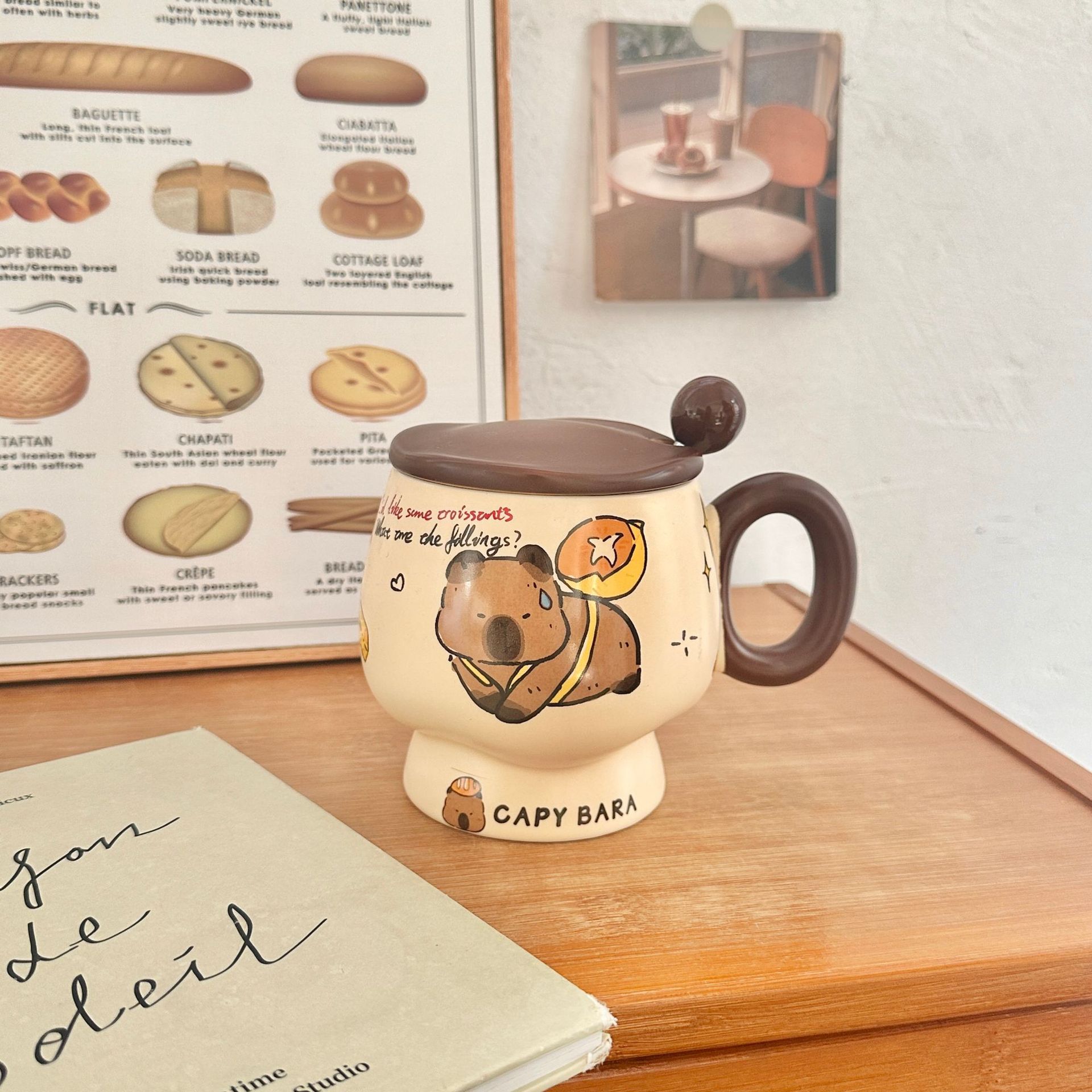 

Милая кружка капибара с крышкой-ложкой, высокоточная керамическая чашка, бытовая кофейная чашка, практичный подарок на день рождения 301-400ml