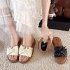 Flat-bottomed Slippers Women's 2025 Summer New Fashion Home Wear Bow with Skirt Non-slip Cool Slippers Women