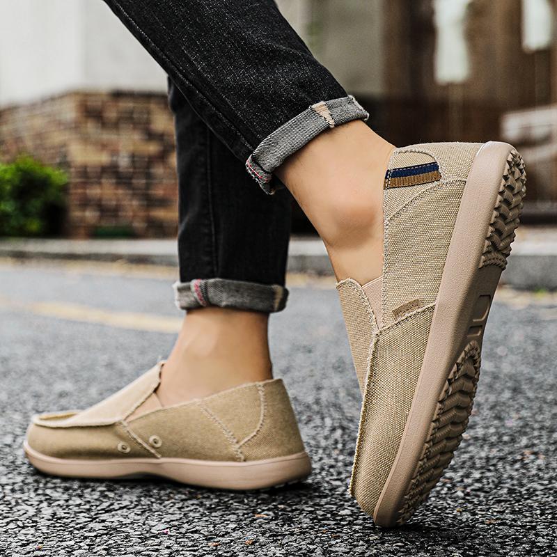 Fashion Men's Canvas Loafers Slip-On Breathable Comfortable Casual Shoes Lightweight Soft Sole Summer Outdoor Walking Sneakers for Men