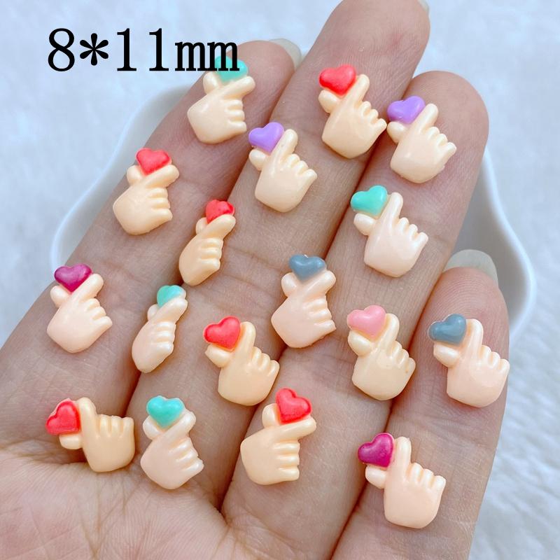 

50Pcs New Cute 8*11mm Mini Little Bixin Gesture Series Resin Flatback Ornament Jewelry Making Manicure Decoration Accessories