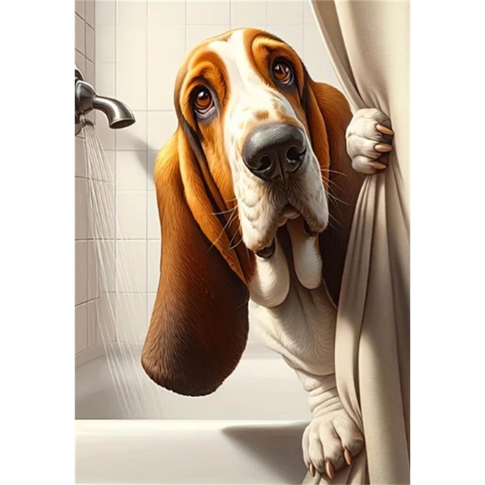 

Animal Diamond Art Piece Set, 5D Dog Painting DIY Rhinestone Gem Diamond Embroidery Decoration Home Wall Ornaments Round 20x30cm