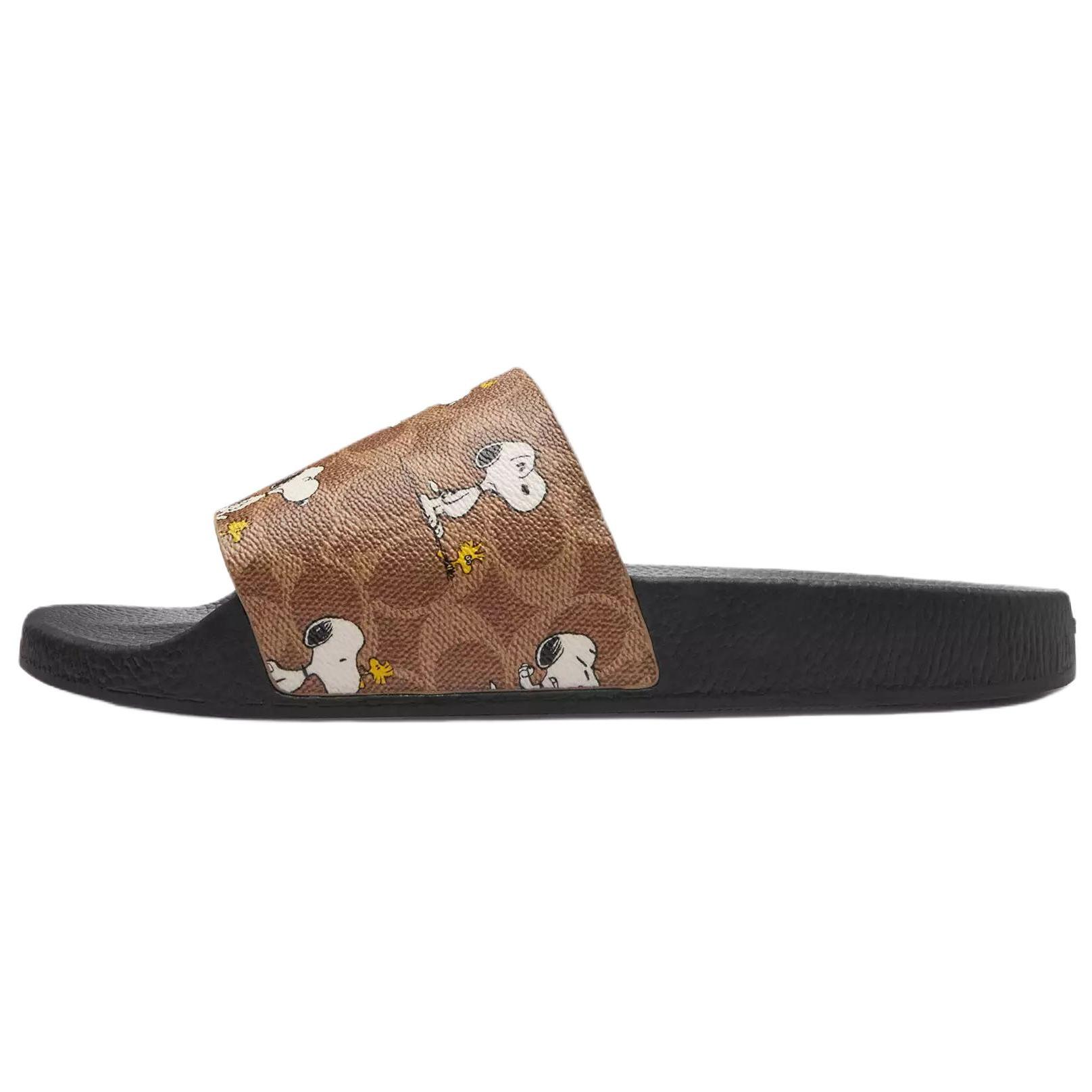 Coach Peanuts X Шлепанцы с круглым носком и принтом Снупи Мужская обувь Коричневый CBR44-TN2 42