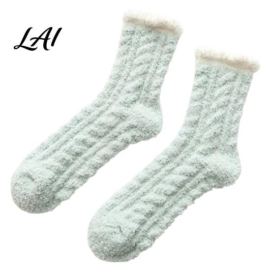 Warm Winter Gift for Women Thickened Plush Socks Women Soft Coral Fleece Slipper with Velvet Towel Bottom Cushioning Thermal Floor Autumn