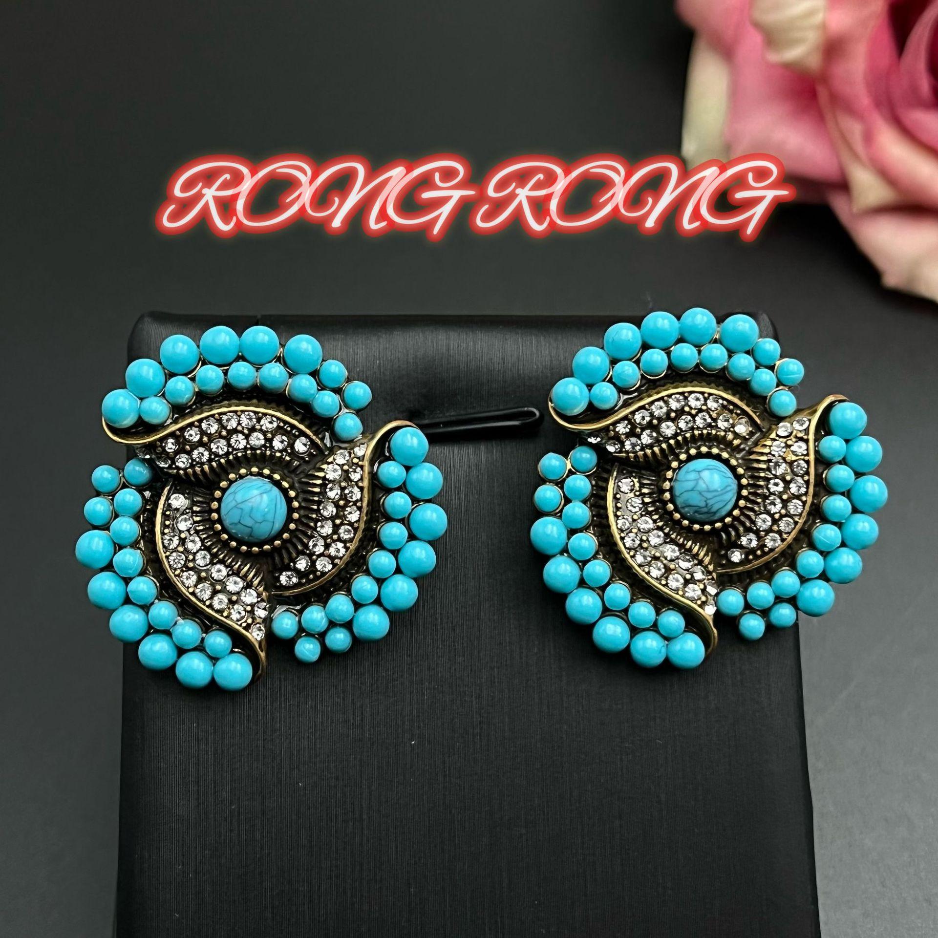 

Серьги из imitation бирюзы в новом тибетском экзотическом этническом стиле для женщин среднего возраста, с ощущением высокого качества, легкой роскоши, ретро-винтаж