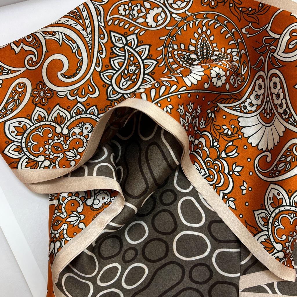 Long Silk Scarf Cashew Flower Double-Sided Silk Scarf Scarf 100% Mulberry Silk Slender Streamer