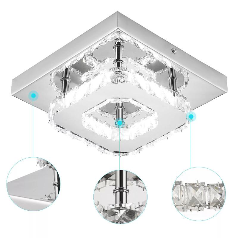 Elegant Square Crystal Led Ceiling Light Modern Minimalist Design For Living Room