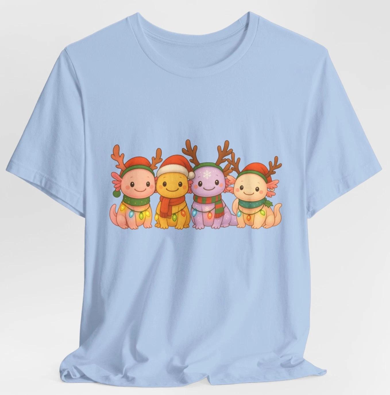 Cute Christmas Axolotl Shirt Kawaii Reindeer Axolotls Tee Holiday Gift S