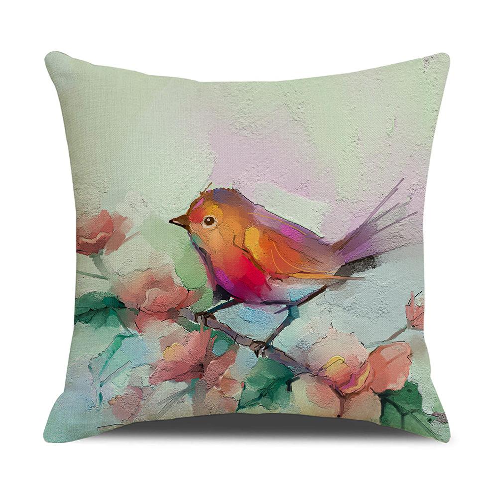Watercolor Bird Cushion Cover Pillowcase Home Decor Office Sofa Pillowcase Home Decor Pillowcase