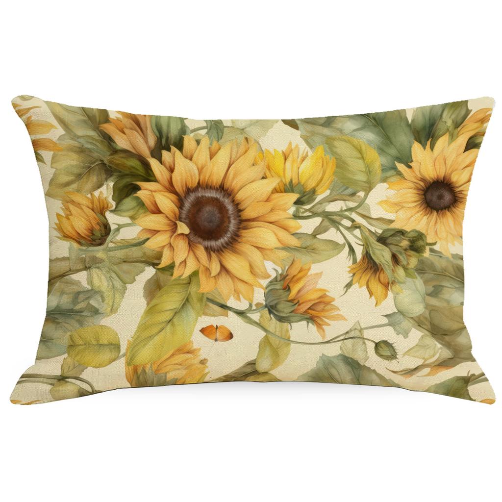 Flowers And Plants Sunflower Linen Pillow New Sofa Pillow Home Printed Pillow Case Premium Durable Quality Useful