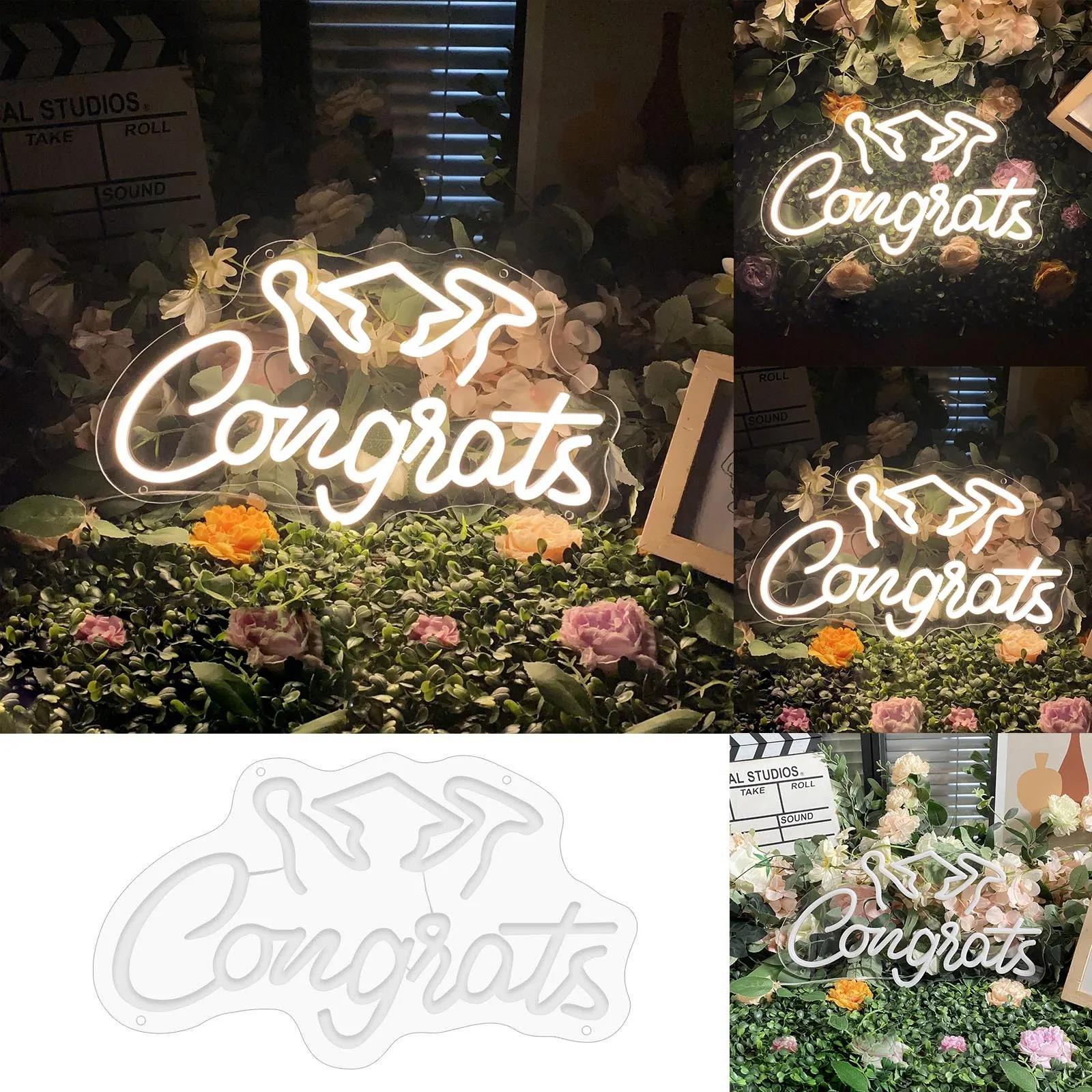 Congratulations Graduation Season Neon Sign Graduation Party Decoration Led Light Graduation Wall Decor Prom Party Flags College One Size чистый