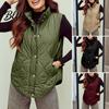 Cappotto Invernale Donna Colore Unico Spesso Senza Maniche Collo a Revers Gilet in Cotone Capo d'Abbigliamento Imbottito con Tasche